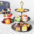 Miniatyrbild 2 av 5: 3 våningar tårtbricka Holiday Party Tårtställ Frukttallrik Dessert Black