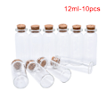Miniatyrbild 1 av 8: 10 ST Miniglasflaskor med korkpropp genomskinlig flaskaflaska Vi 12ml-10pcs