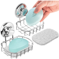 Suction Cup - Stainless Steel Soap Holder, Rustproof Shower Soap Dish for Bathroom, Easy-to-Install Wall-Mounted Soap Shelf 2pcs
