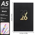 2026 Jan-Dec Planner Engelsk Sprog Notesbog A5 PU Læderomslag Skolekalender Plan Ugentlig Månedlig Dagbog Organizer Black