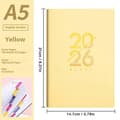 2026 Jan-Dec Planner Engelsk Sprog Notesbog A5 PU Læderomslag Skolekalender Plan Ugentlig Månedlig Dagbog Organizer Yellow