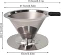 Miniatyrbillede 2 af 2: Kaffedrypper i rustfrit stål V60 Dobbeltlagsfilter Papirløs 304 Materiale til Håndbrygning (Medium)