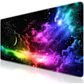 Miniatyrbillede 1 af 7: Gaming Mousepad, Udvidet Mousepad 800 x 400 mm, Computer Tastatur Mouse Mat Desk Pad med Skridsikker Gummibund og Syet Kant til Gaming Arbejde Colorful Aurora XXL