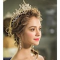 Miniatyrbillede 4 af 4: Guld prinsessekrone, rhinestones krystal, gudinde, dronning, julekostume, rollespil, bryllupsdanskonkurrence