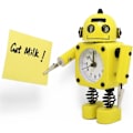 Miniatyrbild 4 av 5: Väckarklocka i rostfritt stål robot - Väckarklocka med blinkande ögon och handklämma Yellow
