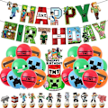 Miniatyrbilde 1 av 5: Minecraft Festutstyrsett Ballonger Banner Kaketopper Dekorasjoner