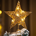 Miniatyrbillede 3 af 5: Juletræsstjerne, glitrende stjernetoppe i guld