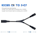 Miniatyrbillede 3 af 5: IEC320 C8 til 2X C7 Y Split AC Strømkabel, IEC Figur 8 Han til 2 Hun 1 i 2 Ud AC Strømkabel