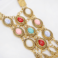 Miniatyrbilde 3 av 5: Elegant Bohemian Rose Retro Rhinestone Turkis Sølv Gull Langt Etnisk Kjede Halskjede For Kvinner B