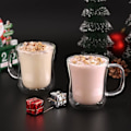 Miniatyrbillede 5 af 5: 2x350ml Dobbeltvæggede Kaffeglas Krus Cappuccino Latte Macchiato Glas Kopper med Hanke Modstandsdygtige Glas Kopper til Kaffe Te