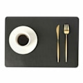 Miniatyrbild 1 av 5: 4-pack bordstabletter i konstläder rektangulär svart 43x30cm svart