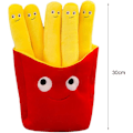Miniatyrbild 5 av 7: Gosedjur, tecknad pizza pommes frites design soffkudde stoppad plyschdocka A 30cm