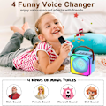 Miniatyrbillede 3 af 8: Børne Karaoke Maskiner med 2 Mikrofoner, Bærbar Bluetooth Højttaler med Farverige LED Lys, Stemmeændring, Mini Karaoke Maskine til Fødselsdagsgaver Blue