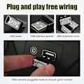 Miniatyrbillede 4 af 5: 4 stk. USB LED Bil Lysarmatur, Mini USB Bil Lys, Plug-in USB Interface Bagagerumsstemningslys Bærbart Natlys Yellow