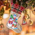 Miniatyrbild 4 av 8: Julstrumpor Diamantmålning Kits för Vuxna Nybörjare, 4 Pack Kamin Hängande Strumpor, DIY Strassmålning Julgransprydnader Snowman
