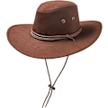 Miniatyrbild 1 av 5: Cowboyhatt Western Solhatt Faux Filt Läder Mocka Maskeradfest Kostym Outfit Resor Utomhus Solskydd För Herrar Dam Dark brown