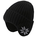 Miniatyrbillede 1 af 9: Vinter Blød Plys Strikket Hue Mænd Kvinder Vindtæt Sport Øreklapper Hue Solid Mode Hue Hatte Black