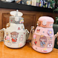 Miniatyrbilde 4 av 5: 600ml Vakuumisolert Lekkasjesikker Rustfritt Stål Sugerørkopp Praktisk Varme Vannflaske for Barn Sakura Pink 2
