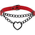 Miniatyrbild 1 av 4: Punk Goth PU Läder Choker Halsband med Hjärthänge Berlocker Choker för Kvinnor Män H