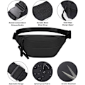 Miniatyrbild 5 av 7: Lång Hållare Midjeväska Fanny Pack för Kvinnor Män Mode Midjeväska Bumbag Cross Body Justerbar Reseväska Stora Fickor för Löpning Black