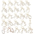 Miniatyrbild 3 av 3: Nyckelring i guldpläterad legering för kvinnor med kristallrhinestone-initial T