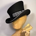 Miniatyrbilde 2 av 5: Asymmetrisk Topphatt Ullhatt Dame Herre Unisex Hatt Steam Punk Hatt Topphatt Mote Bånd Dekorativ Hatt Dekk Hode For Menn-yu Black One Size