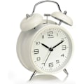 Miniatyrbillede 1 af 5: 4 tommer dobbelt klokke vækkeur med lyd til tunge sove, baggrundslys, batteridrevet gammeldags vækkeur til soveværelse White