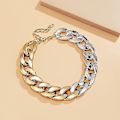 Miniatyrbillede 2 af 4: Punk Cuban Link Kæde Choker Halskæde Guld Letvægts Chunky Oval Kædeled Halskæde Statement Hip Hop Smykker igX LTE mixed color