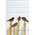 Miniatyrbillede 3 af 4: Rustne fugle med skrue til at skrue ind i træ, 4 patina fugle havepæl Rust rusten havedekoration egern rust dekorativ træpæl