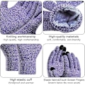 Miniatyrbilde 5 av 7: Vinter Unisex Beanie Hatt, Skjerf og Hansker Sett, Elastisk Strikket Hatt Langt Skjerf Berøringsskjermhansker Med Tykk Fleece Innerfôr for Menn og Kvinner Deep Purple