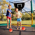 Pikkukuva 2 / 5: Ilmapallokoripalloteline Trampolinille - Koripallolisävaruste Suljetulla Alueella 1 Mini Ja 1 Sisä- Ja Ulkopeleihin Helppo Asentaa Black