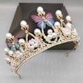 Miniatyrbilde 3 av 5: Barnekrone Hodeplagg Prinsesse Jentekrone Krystall Blomst Barn Stor Hodebånd Barn Baby Bursdag Brud Hårtilbehør