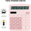 Pikkukuva 3 / 8: Pöytälaskin, Kompakti 12-numeroinen Solar-akkutoiminen toimiston elektroninen laskin LCD-näytöllä, Kaksoisvirtalähde Tieteelliset laskimet Pink