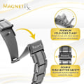 Miniatyrbillede 4 af 6: 1 STK Styrke Titanium Magnetisk Armbånd - Magnetiske Armbånd til Mænd - Premium Foldbart Spænde og Justerbar Længde Gunmetal