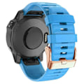 Miniatyrbillede 2 af 3: Urremme til Garmin Fenix 7s / 6s Pro / 5s Plus / Instinct 2s, vandrette stribede silikone 20mm rem med rosaguld spænde Blue