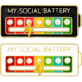 Pikkukuva 1 / 6: 2 kpl MY SOCIAL BATTERY, Pin hauska sosiaalinen akun rintaneula merkki hauska sosiaalinen tunnelman rintaneula pin 7 päivälle, tunnelman rintaneula merkki söpö luova ilmaisun pin lahja