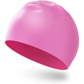 Miniatyrbillede 1 af 6: Badehætte til mænd og kvinder, badehætte til voksne, komfortabel pasform, vandtæt badehætte, unisex silikone badehætte Pink