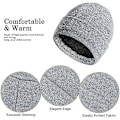 Miniatyrbilde 3 av 7: Vinter Unisex Beanie Hatt, Skjerf og Hansker Sett, Elastisk Strikket Hatt Langt Skjerf Berøringsskjermhansker Med Tykk Fleece Innerfôr for Menn og Kvinner Grey