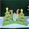 Miniatyrbillede 3 af 5: Juletræskort 3D Pop Up Kort Hilsenskort med Konvolut og Note Etiket - Jul & Julegave
