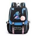 Stitch USB-opladelig duffel taske, skoletaske, rejsetaske - Perfet BLÅ