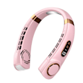 Miniatyrbilde 1 av 4: 2024 Ny Bærbar Nakkehengt Vifte USB Utendørs Stille Sport Oppladbar Høy Vindkraft Bladløs Liten Vifte SZS0867 Pink
