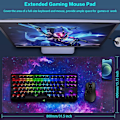 Miniatyrbillede 2 af 6: Gaming Mousepad, Udvidet Mousepad 800 x 400 mm, Computer Tastatur Mouse Mat Desk Pad med Skridsikker Gummibund og Syet Kant til Gaming Arbejde Blue-Galaxy XXL