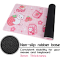 Miniatyrbillede 3 af 6: Kawaii Gaming Mousepad til Skrivebord, Udvidet Stor Kat Jordbær Mælk Mousepad, Pink Mousepad XL, Sød Mousepad Anime