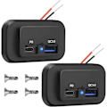 Miniatyrbilde 1 av 5: 2 stk 12V USB-kontakter, dobbel hurtiglading 3.0 12V kontakter USB-lader & PD Type-c (usb C), 12V 24V USB-lader vanntett strømadapter billader