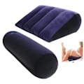 Miniatyrbilde 1 av 5: 2 stk./sett Lilla Oppblåsbar Pute Midjepute 85cm Lang Rund Pute + 38cm Kilepute, Posisjoneringshjelp Putepute Bolster for Par
