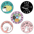 Miniatyrbillede 1 af 4: 5 Emalje Pins Søde Tegneseriebabyer, Runde Katte Badge Former