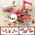 Miniatyrbild 1 av 5: Leksaksbilset med transportflygplan, stort tema-flygplan, 4 byggbilar, 11 vägskyltar, pedagogiskt leksaksbilset för små pojkar och flickor Red
