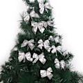 Miniatyrbillede 2 af 4: 12 små juletræspynt i form af sølvrosetter