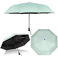 Miniatyrbillede 2 af 6: Rejseparasol Foldbar Kompakt Parasol Automatisk Åbning og Lukning Solregnparasol med Ærme Green