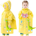 Miniatyrbilde 1 av 6: 1 stk Barneregnjakke Regnponcho Jenter Gutter Regnjakke Vanntett Poncho Småbarn Tegneserie Regnklær Gjenbrukbar med Bærbar Veske Yellow S